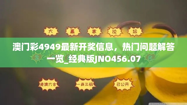 澳门彩4949最新开奖信息,热门问题解答一览_经典版JNO456.07