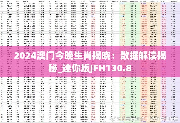 2024澳门今晚生肖揭晓:数据解读揭秘_迷你版JFH130.8