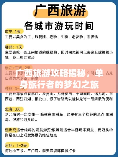 广西旅游攻略揭秘，单身旅行者的梦幻之旅